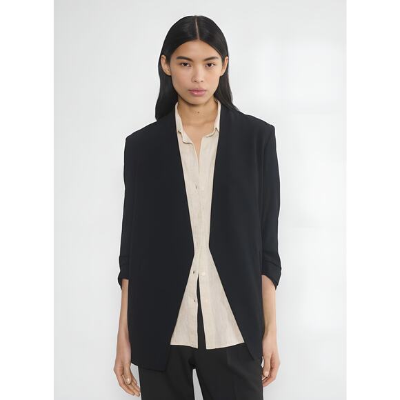 Aritzia Babaton Power Slim Fit Open Front Blazer Mirror Crepe Black Size 0 - Picture 1 of 7